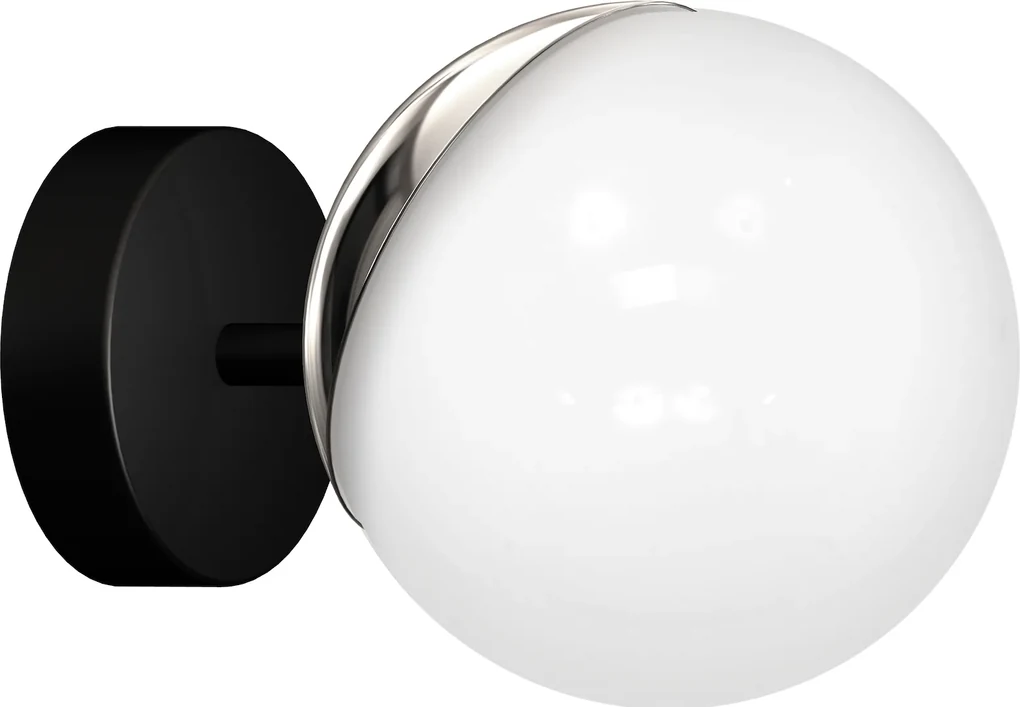 Nástenné svietidlo Sfera, 1x biele sklenené tienidlo, b/ch
