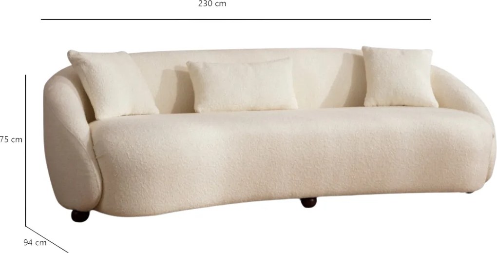Třímístná pohovka Napoli 230 cm boucle krémová
