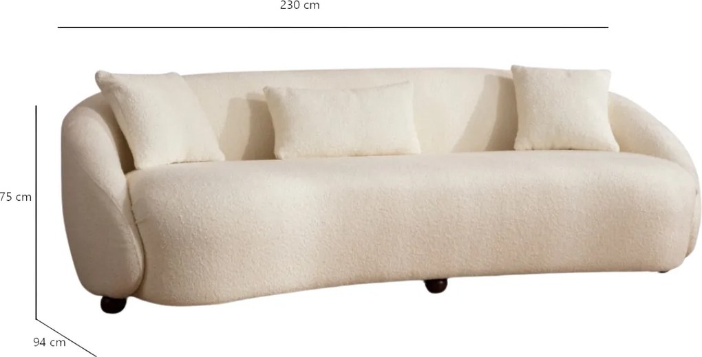 Trojmiestna pohovka Napoli 230 cm boucle krémová