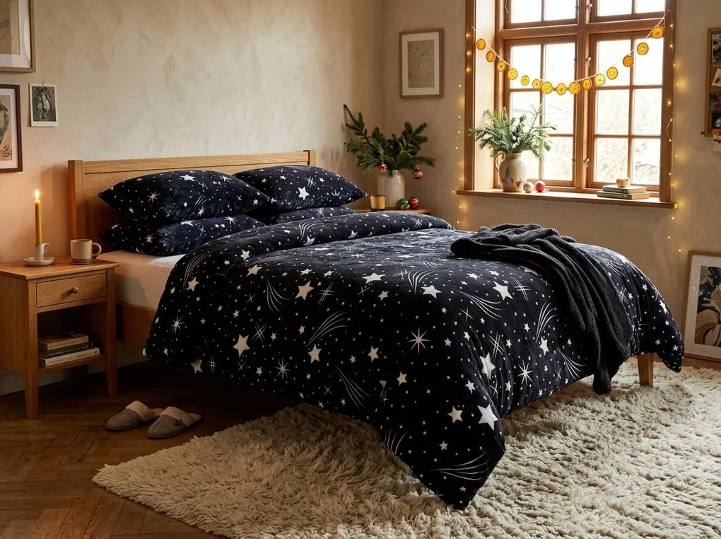Mikroplyšové obliečky NIGHT SKY čierne Rozmer obliečky: 70 x 90 cm | 140 x 200 cm