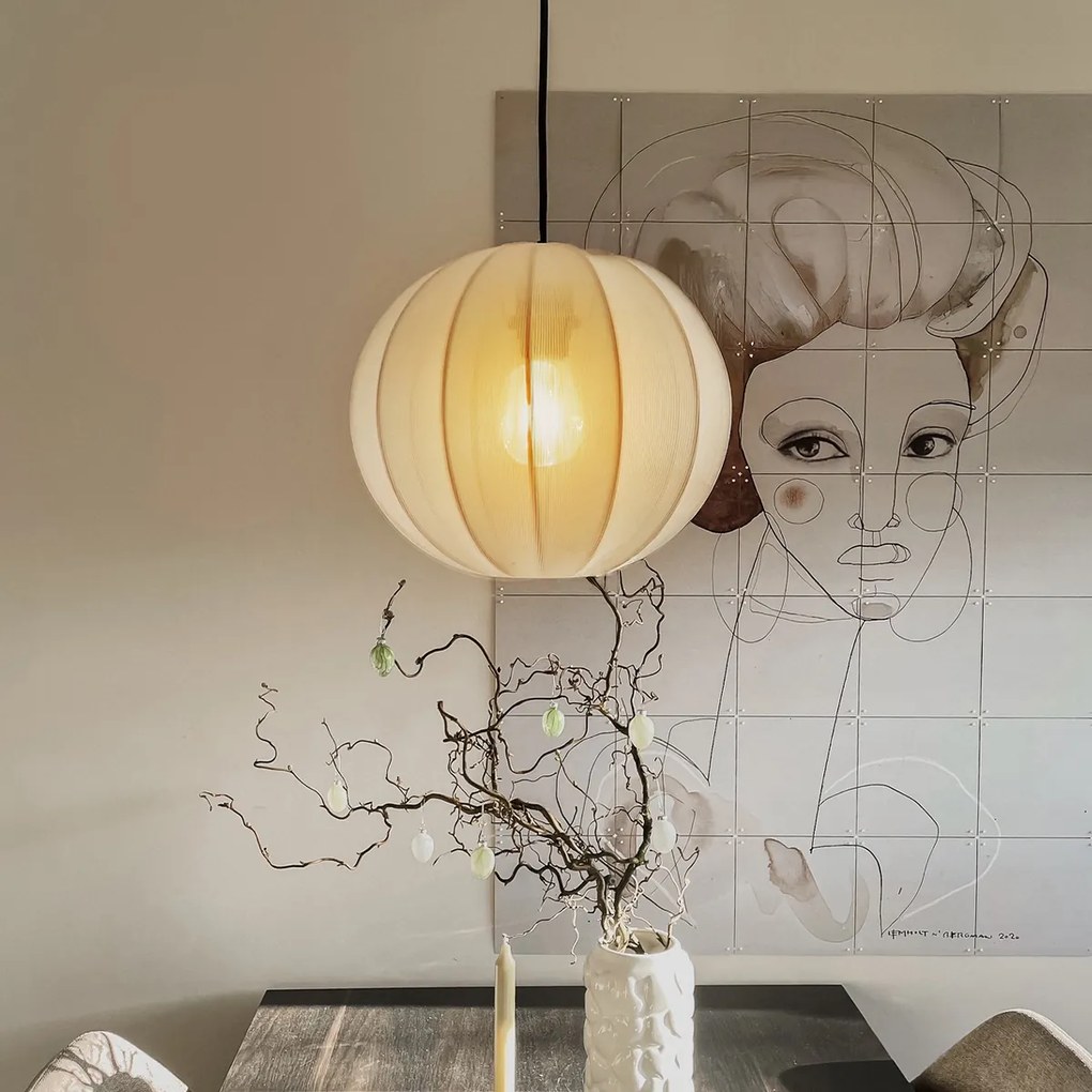 Japonská závesná lampa biela hodvábna 30 cm - Plu