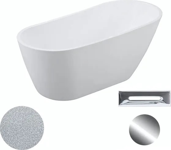 Besco Akrylátová voľne stojaca vaňa Melody Glam S 150x80 (170x80) BESCO-Typ výpuste: Click-Clack s prepadom, grafit, BESCO-Rozmery: 150x80, BESCO-Far…