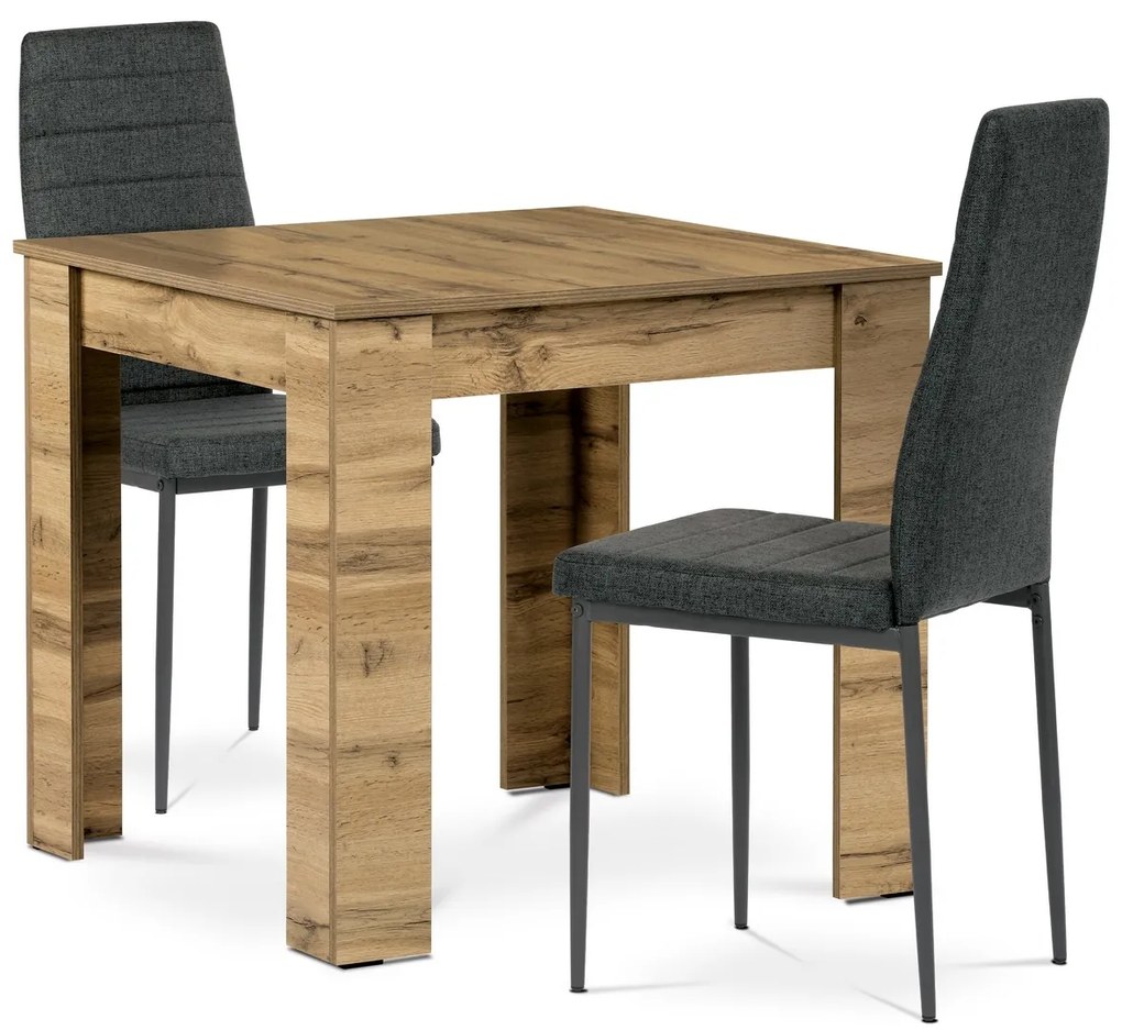 Jedálenský set MDF s 2 stoličkami, 80 x 80 x 75cm, dub Wotan