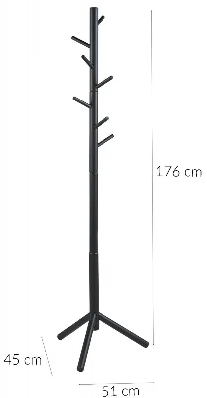 Vešiak na oblečenie Bremen 176 cm čierny