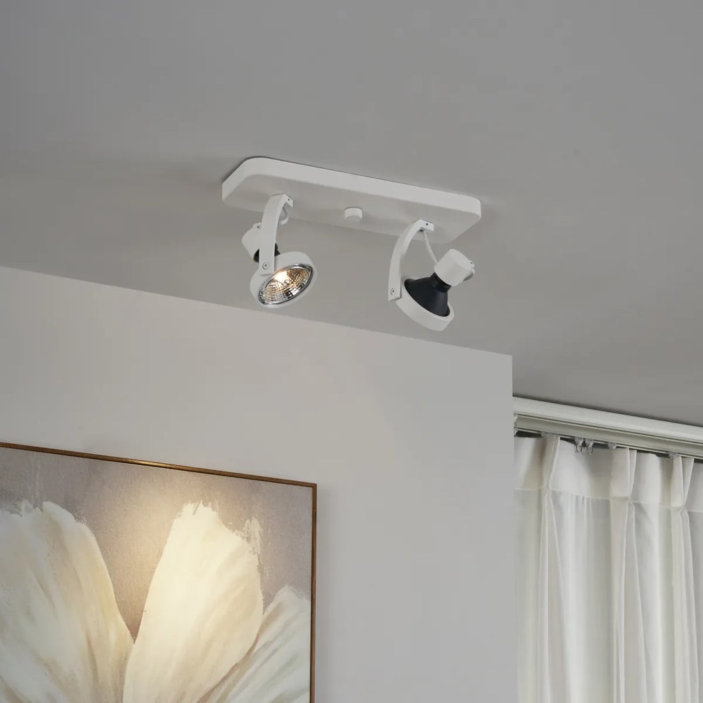 Dizajnový stropný reflektor biely GU10 70mm 2-svetelný nastaviteľný - Vo