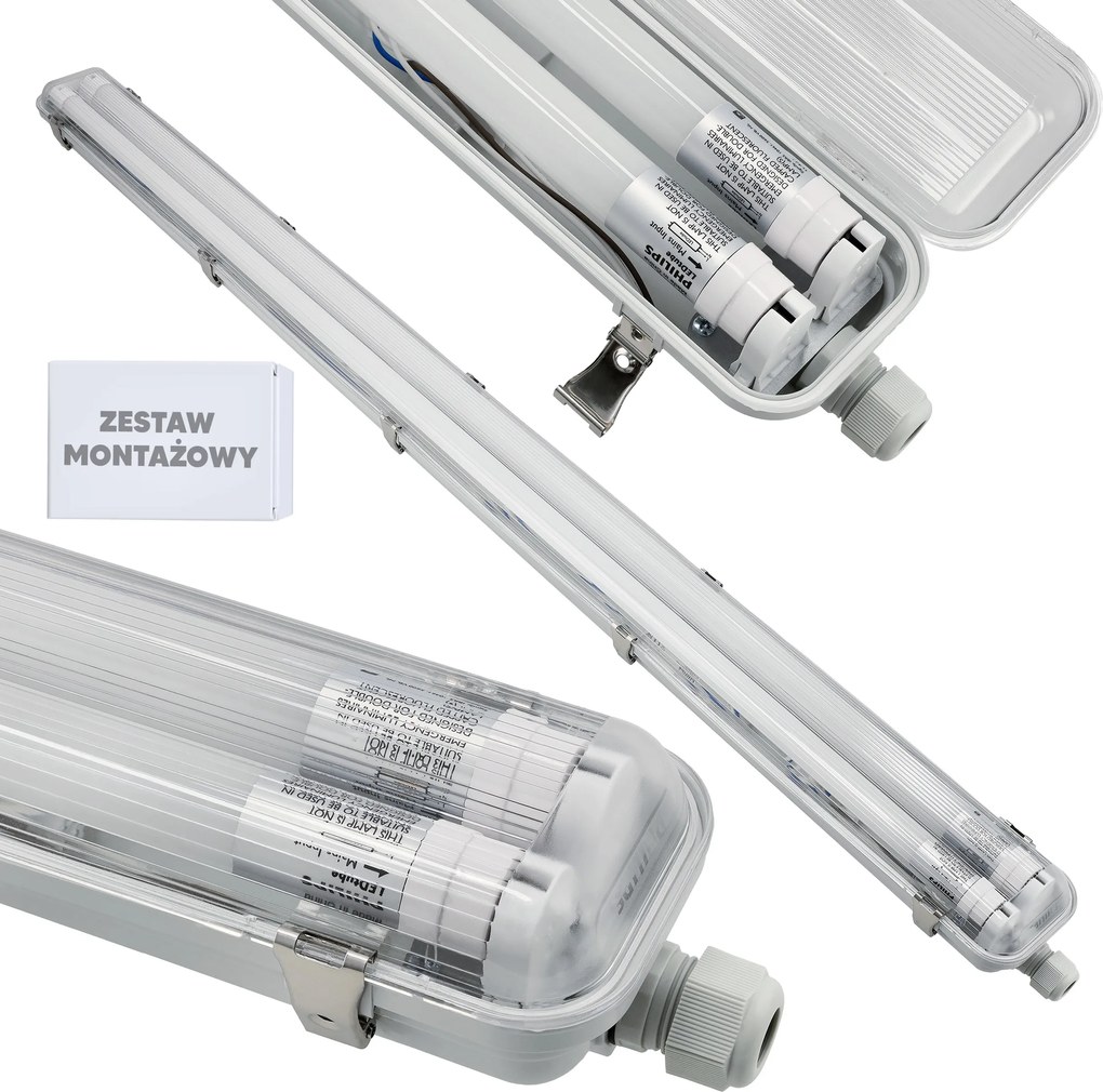 Sada hermetického svietidla PHILIPS 128 cm + 2x vodotesné LED trubice