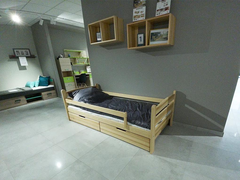 DL Detská drevená posteľ so zábranou 90x200 Maurícius - borovica