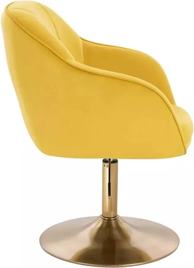 LuxuryForm DESIGN Stolička AVOLA VELUR na zlatom tanieri - žltá