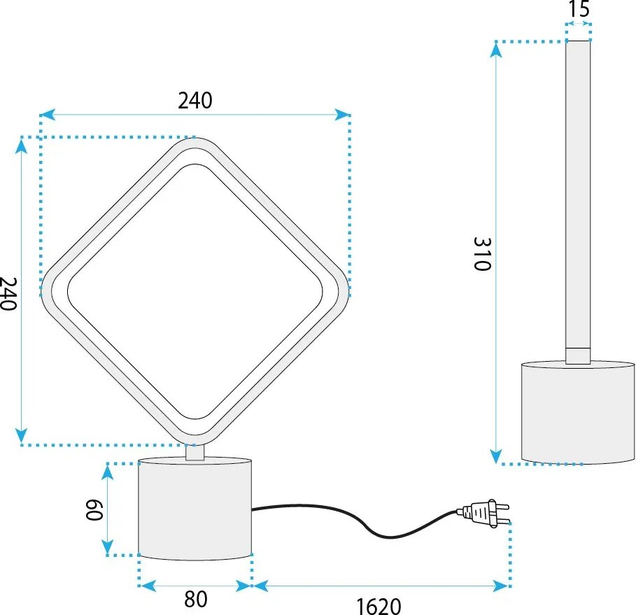 Toolight Toolight, LED nočná lampička, 24cm, 10W, 3000K, 1000lm, LHJ124-T, čierna matná, OSW-03279