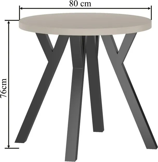 Vintino Jedálenský stôl ARDEN 80 cm – kašmír / čierna oceľ
