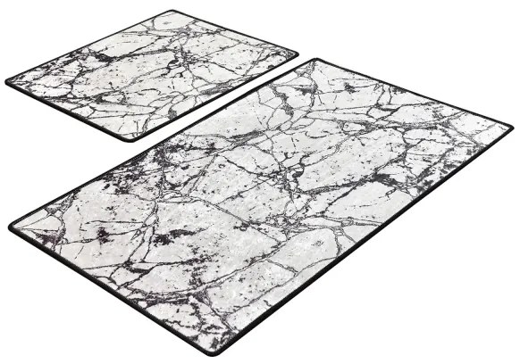 SADA 2x Kúpeľňová predložka MARBLE 60/100 cm biela/čierna