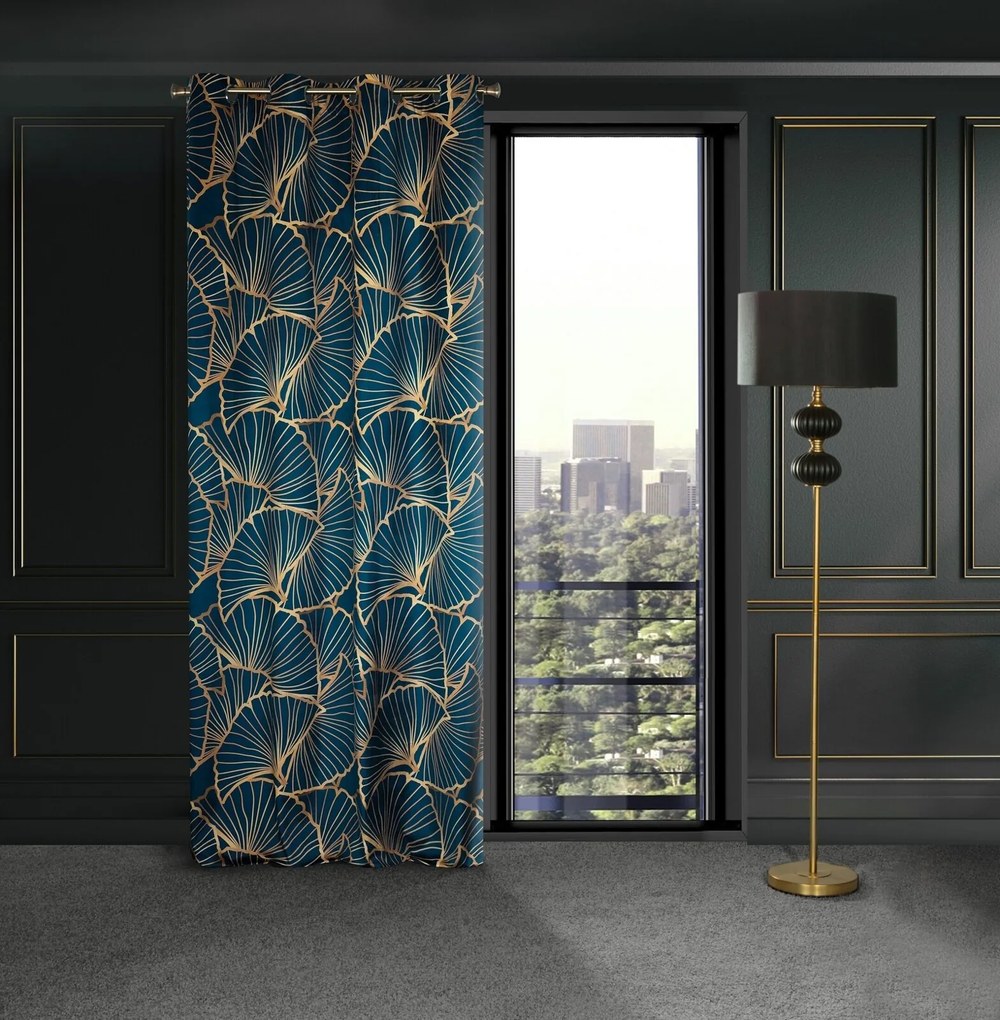 ZATEMŇOVACÍ ZÁVES NA KRÚŽKOCH LIMITED COLLECTION MUSA3 140X250 CM TMAVOMODRÁ