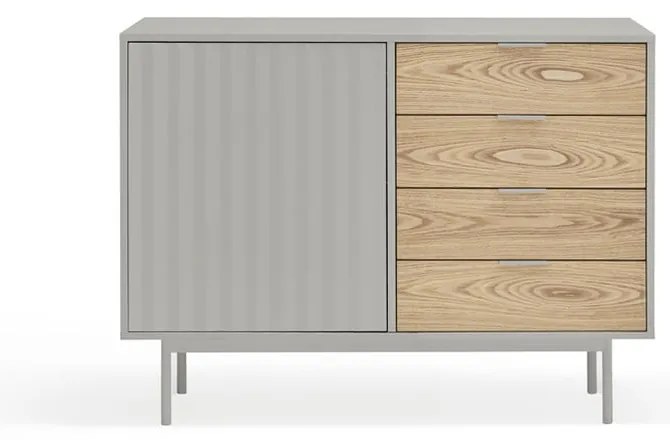 Nízka komoda v dekore duba v sivo-prírodnej farbe 108x80 cm Sierra – Teulat