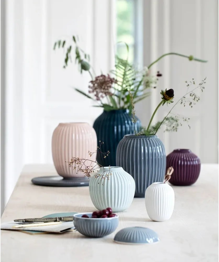 Svetloružová kameninová váza Kähler Design Hammershoi, výška 20 cm