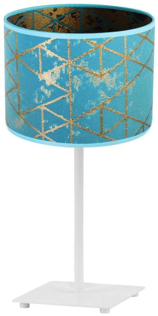 Stolná lampa Werona 4, 1x modré textilné tienidlo so vzorom, (výber zo 4 farieb konštrukcie), g