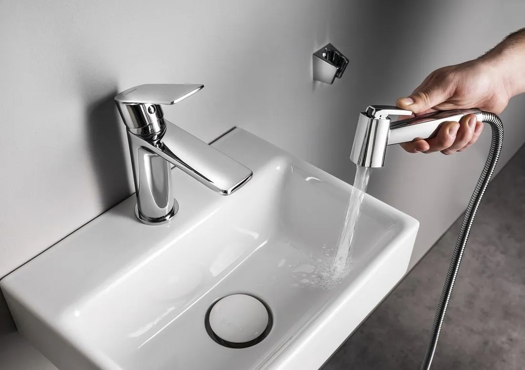 Aqualine Aqualine, Umývadlová stojánkova batéria s bidetovou sprškou, chróm, SK401