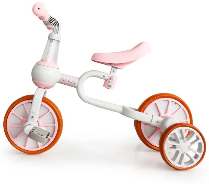 Detský bicykel, odrážadlo v ružovej farbe Ecotoys 4v1