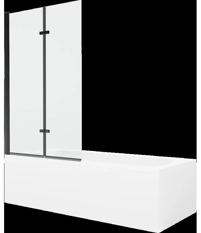 Mexen Vega obdĺžniková vaňa 170 x 70 cm s obkladom a 2-krídlovou zástenou 100 cm, Transparentné, Čierna - 550117070X9210027000