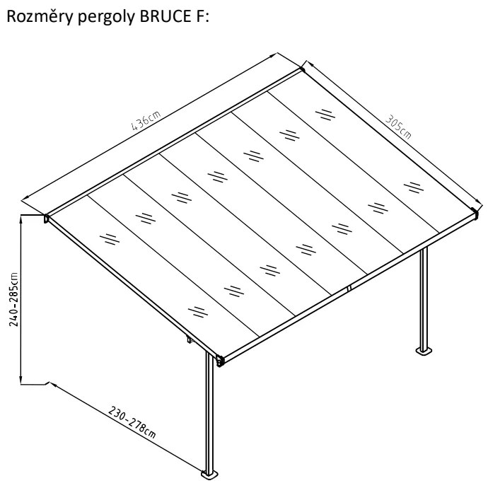 Rojaplast BRUCE F pergola - TRANSPARENTNÝ polykarbonát