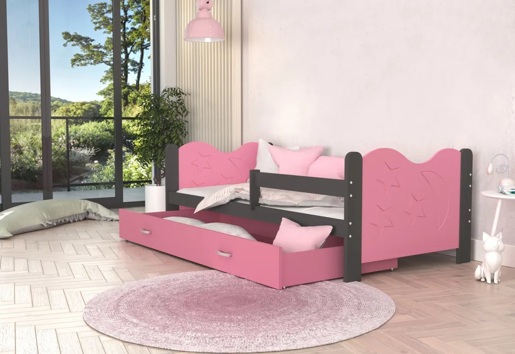 Detská posteľ MIKOLAJ P1 COLOR + matrac + rošt ZADARMO, 160x80, sivá/biela