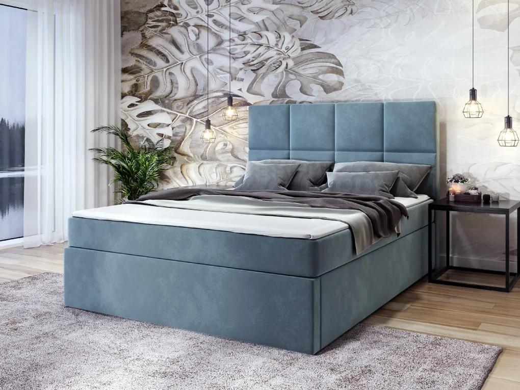 Kontinentálna posteľ WENDY s matracom a úložným priestorom Farba: Bledo modrá, Veľkosť: 160 x 200 cm