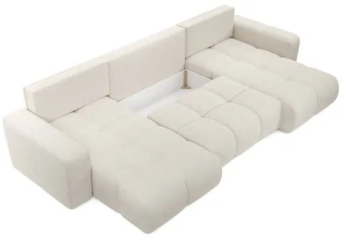 Rozkladacia čalúnená sedacia súprava ALMADA v tvare U s úložným priestorom béžová