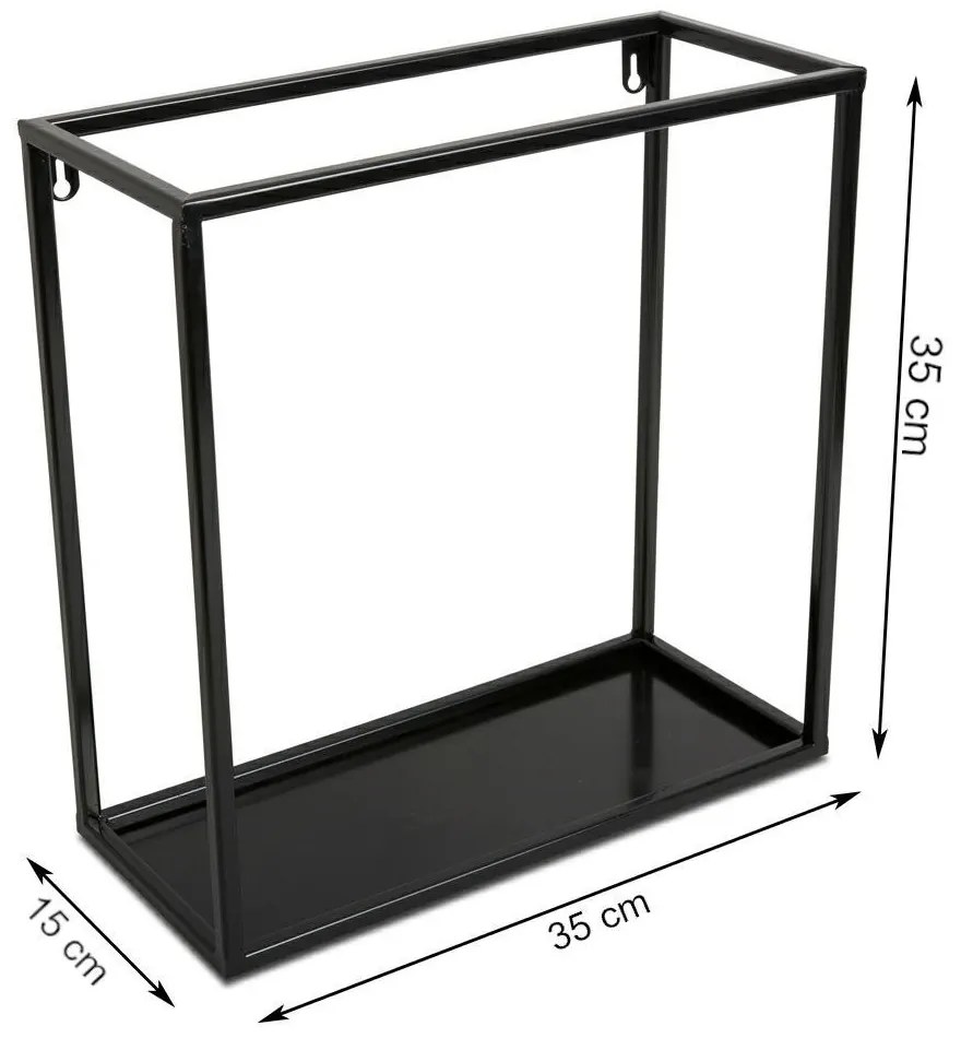Závesná polica KVADRO 35 cm čierna