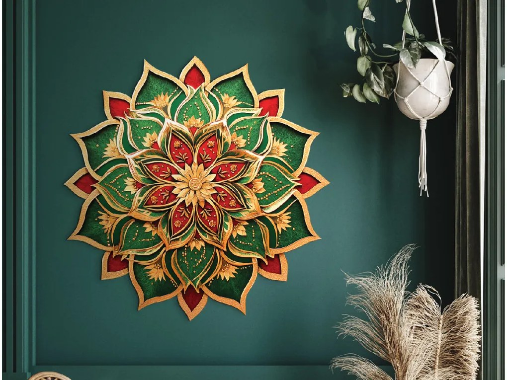 drevko | Kvetinová mandala Zelený dych 45 x 45 cm