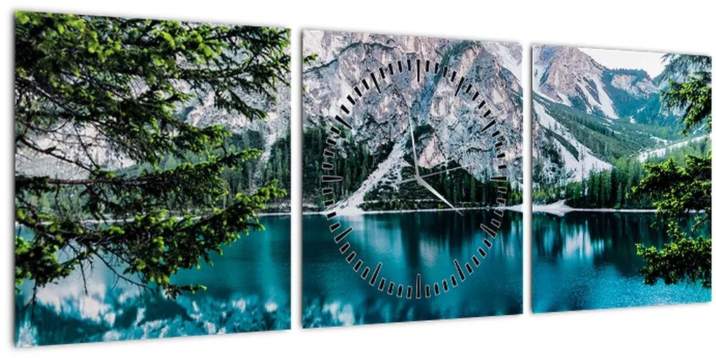Obraz Jazerá v Alpách (s hodinami) (90x30 cm)
