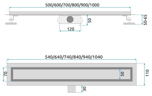 REA-G2503 - odtokový žľab NEOX 80 cm z nerezovej ocele