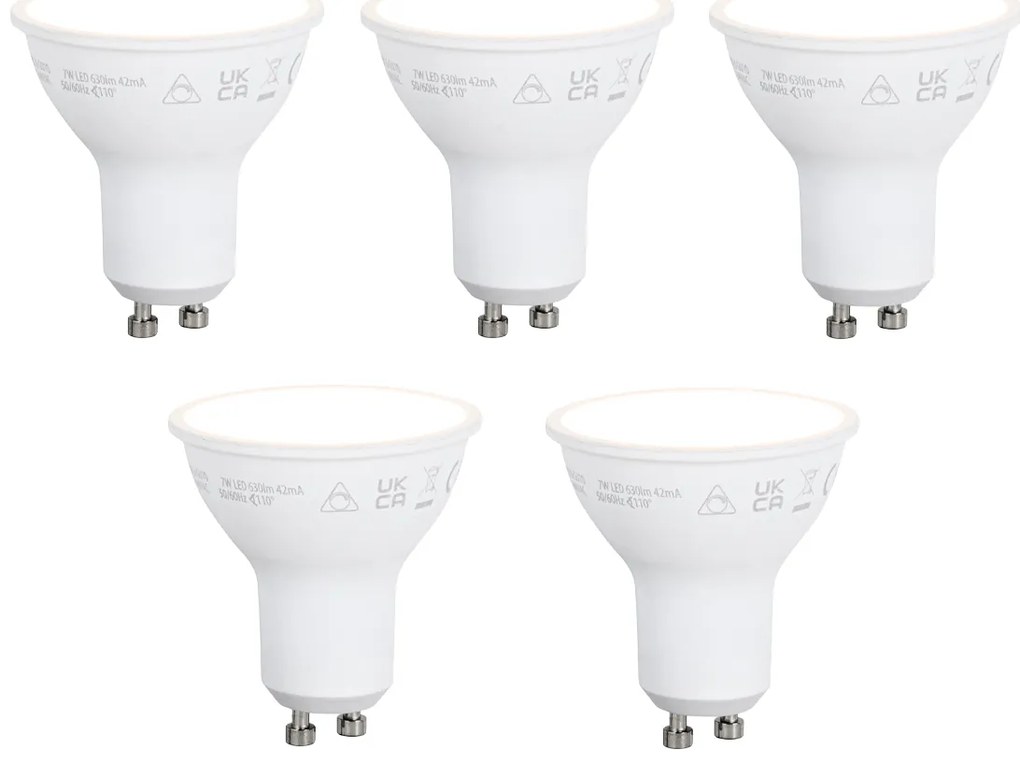 Sada 5 inteligentných stmievateľných LED žiaroviek GU10 50 mm opálová 7 W 630 lm 2700 K