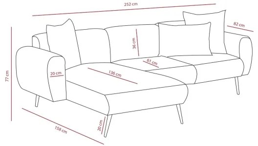 Rohová sedacia súprava do tvaru L PISA, sivá, pravé prevedenie