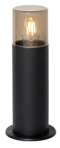 Stojaca vonkajšia lampa čierna s dymovým tienidlom 30 cm IP44 - Odense
