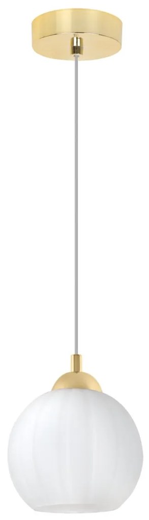 Závesné svietidlo Costa, 1x biele sklenené tienidlo, g