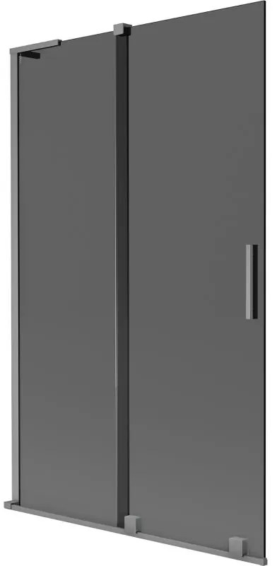 Mexen Velar L, 2-krídlová posuvná vaňová zástena 110 x 150 cm, 8mm šedé sklo, grafitová, 896-110-003-41-95