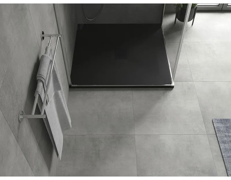 Mexen Hugo, štvorcová sprchová vanička SMC 100 x 100 cm, čierna, čierna krytka, 42701010-B