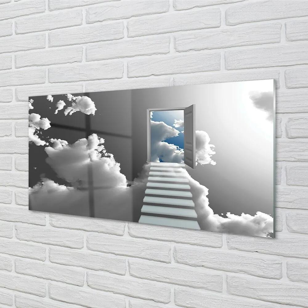 Sklenený obraz Schody mraky dvere 125x50 cm