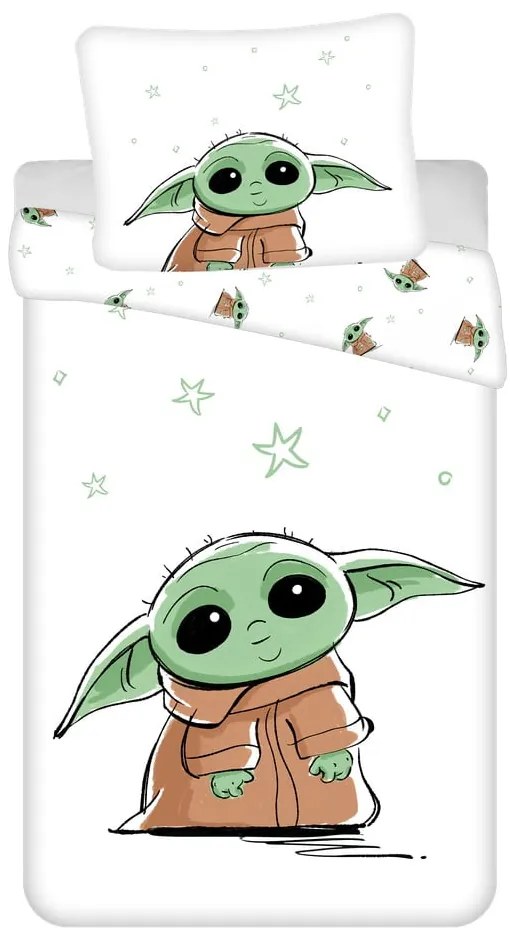 Bavlnené detské obliečky na jednolôžko 140x200 cm Star Wars Baby Yoda - Jerry Fabrics