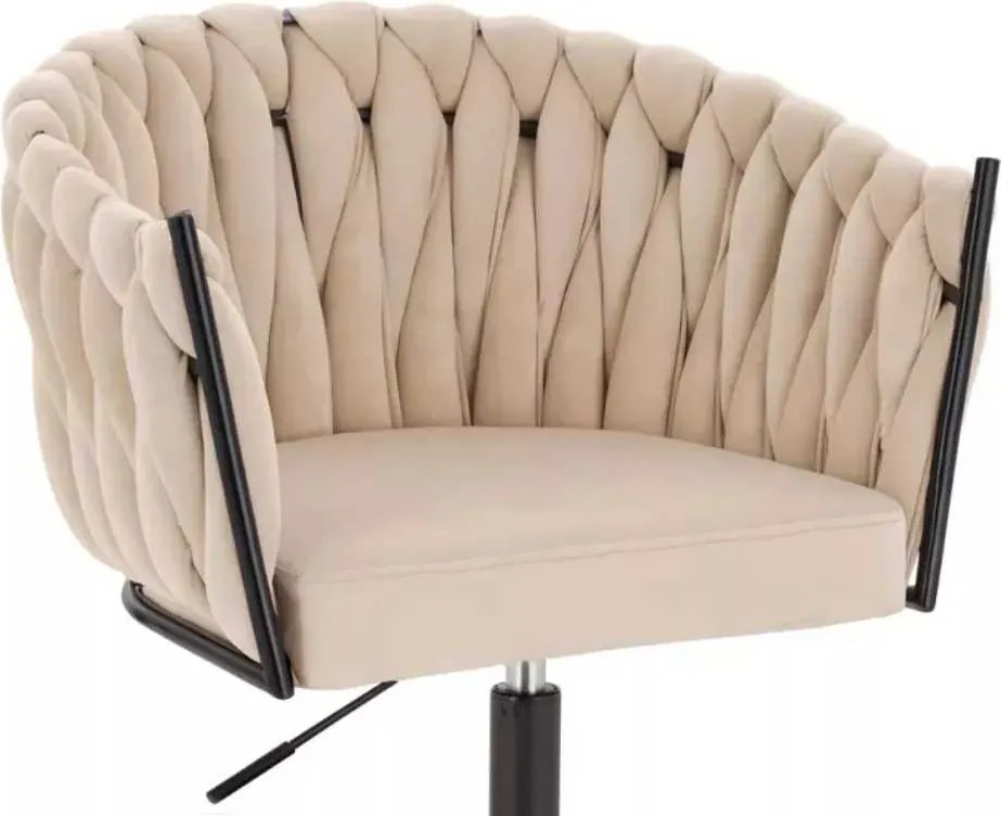 LuxuryForm DESIGN Barová stolička NORDEN VELUR na čiernom tanieri - krémová