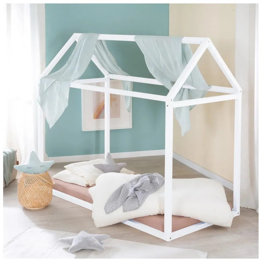 Biela domčeková detská posteľ 70x140 cm Montessori – Roba