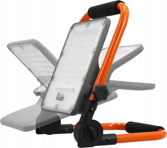 Nabíjateľný LED reflektor so stojanom, 50 W, 3,2 V, 4500 K, 5000 mAh, IP65, oranžový