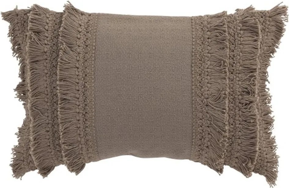 Taupe bavlnený vankúš Fransen so strapcami - 30*45 cm