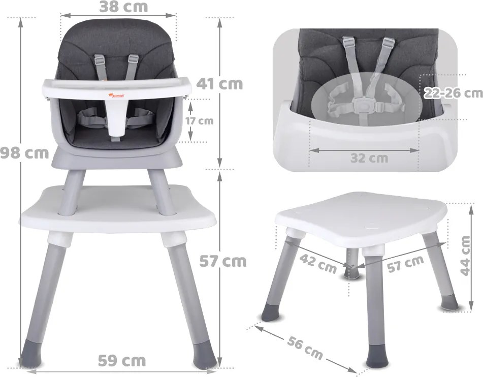 JOKOMISIADA Multifunkčná detská stolička – Sada 6 v 1 pre deti ZA5664