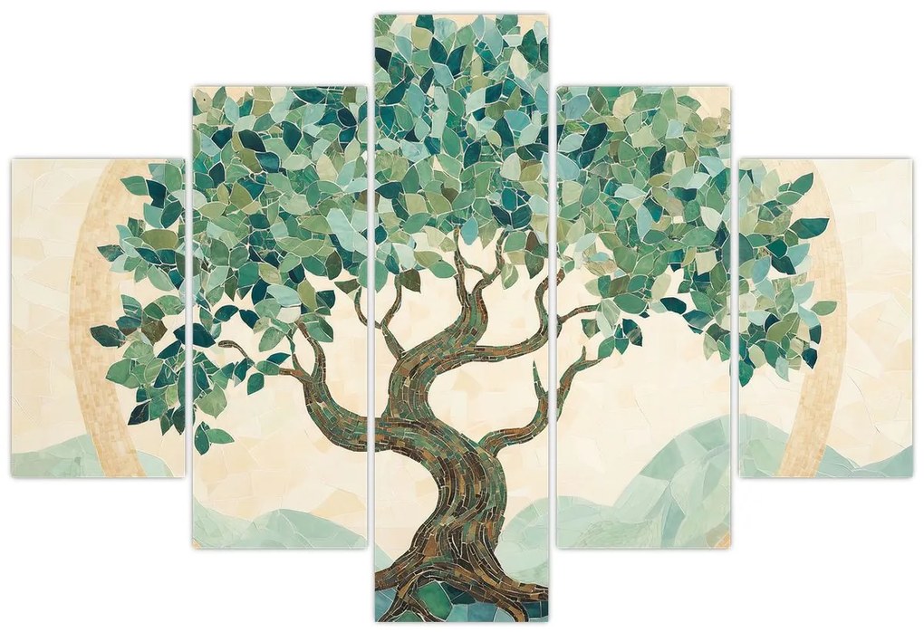 Obraz – Elegantná mozaika so stromom (150x105 cm)