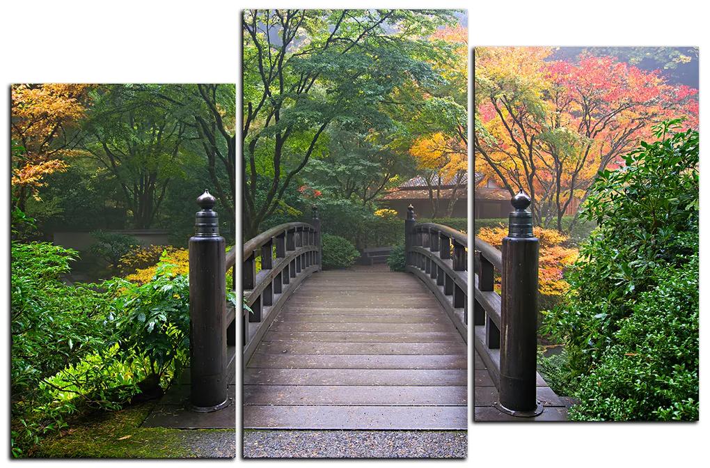 Obraz na plátne - Drevený most v jesennej záhrade 1186D (135x90 cm)