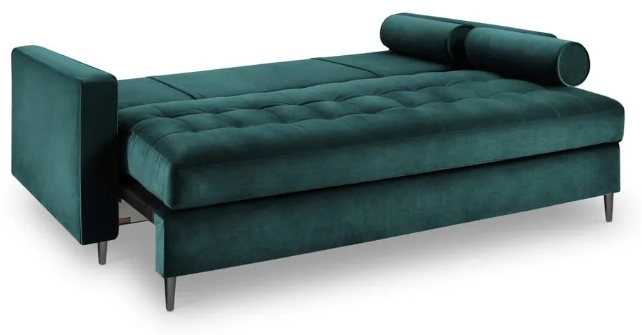 Petrolejovozelená zamatová rozkladacia pohovka Milo Casa Santo