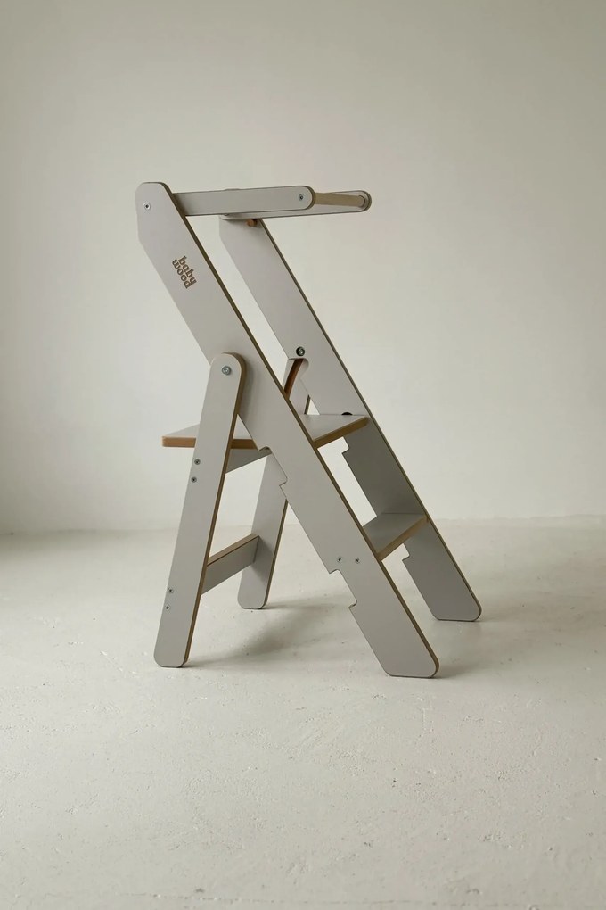 Učiaci montessori detská veža skladacia šedá