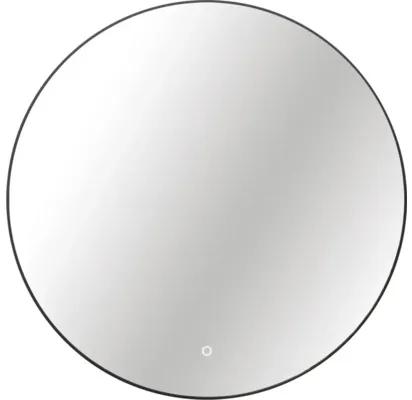 Guľaté zrkadlo do kúpeľne s osvetlením Round LED s čiernym rámom Ø 60 cm s vypínačom a podložkou proti zahmlievaniu