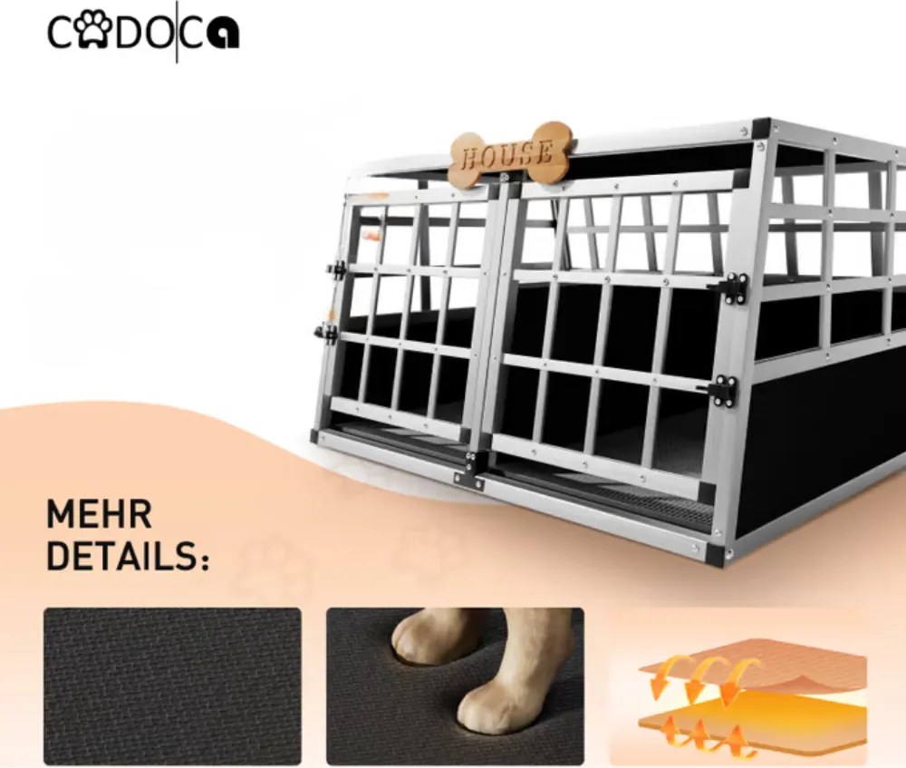 Prepravka pre psa BRUNO, 89x70x51cm strieborná/čierna Cadoca