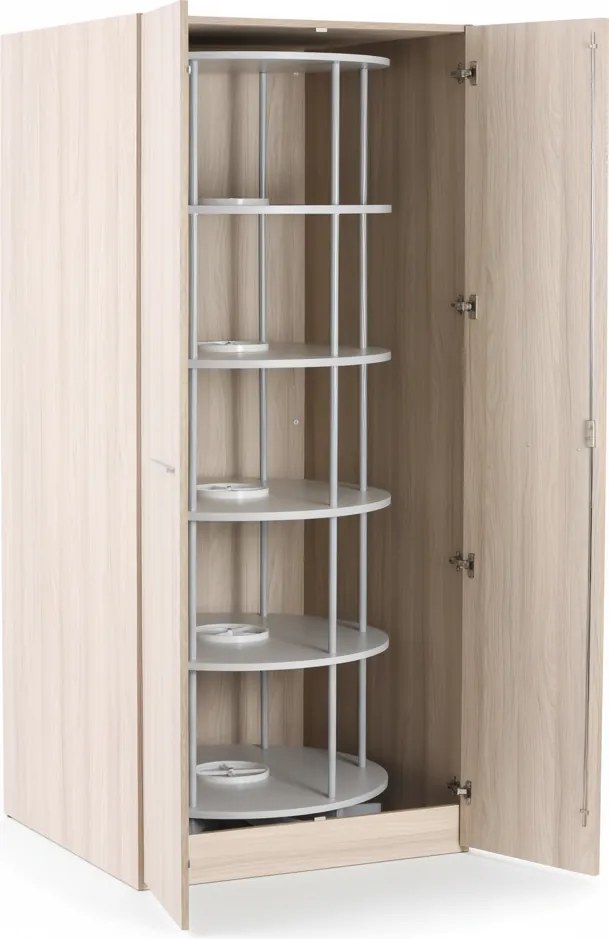 Skriňa s otočným regálom na šanóny, 5 poschodí, uzamykateľná, dub prírodný